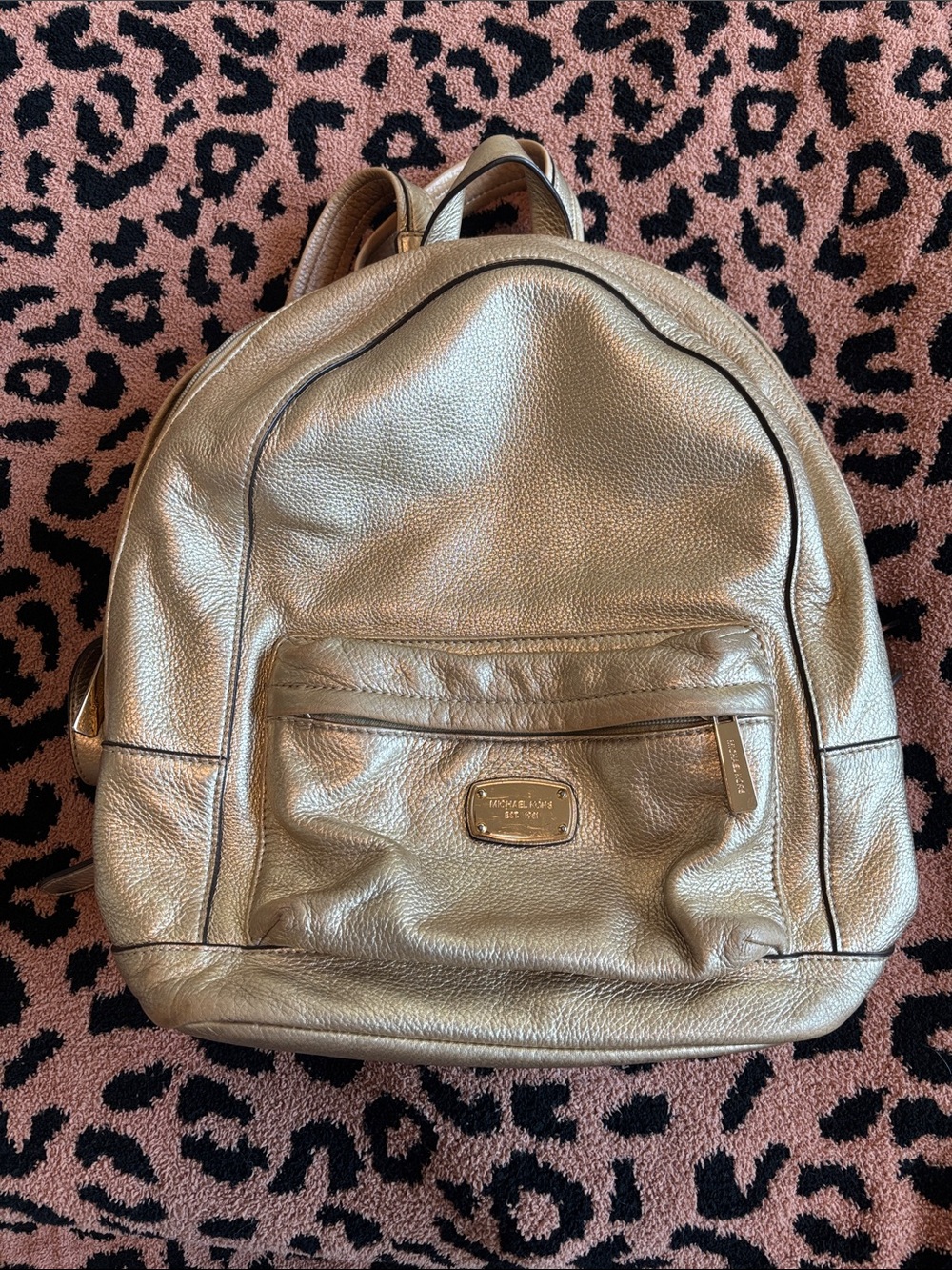 Michael Kors Metallic Gold Leather Backpack
